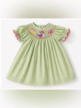 Castles & Crowns Smocked Fairy Princess Dress Green Gingham 18M Boutique